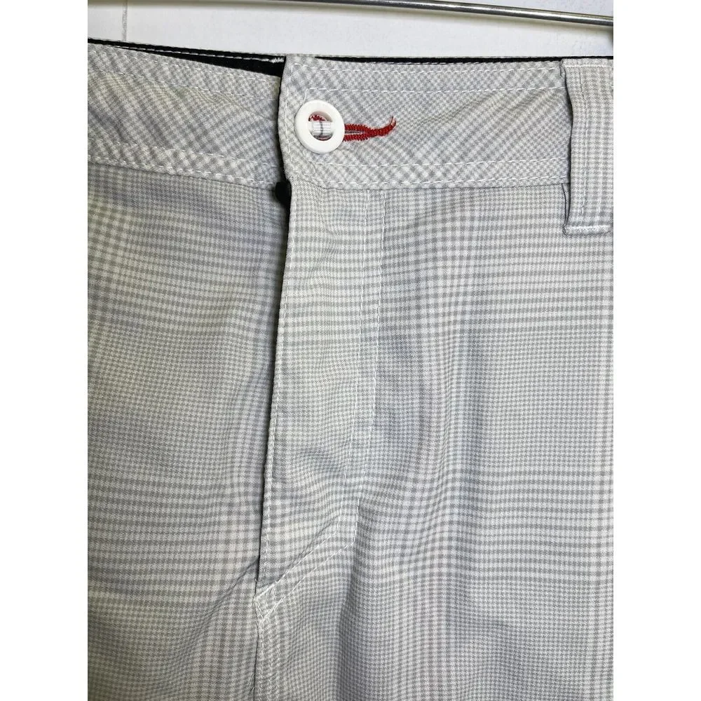 O'Neill Mens Sz 32 Gray Glen Plaid‎ Shorts Hybrid Zip-Pockets Golf Bermuda Board
